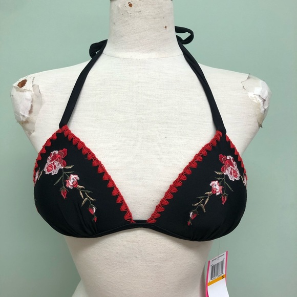 Betsey Johnson | Women's hipster Bikini Set | | Rose | Black | Size Small - Picture 3 of 4
